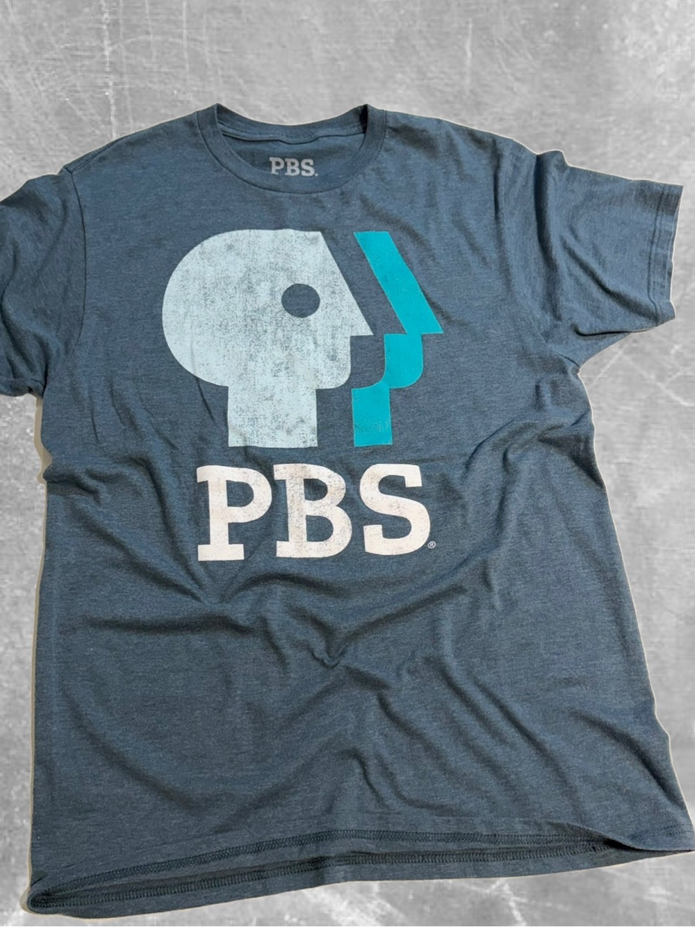 PBS old school logo retro graphic tshirt tee shirt blue gray public broadcast